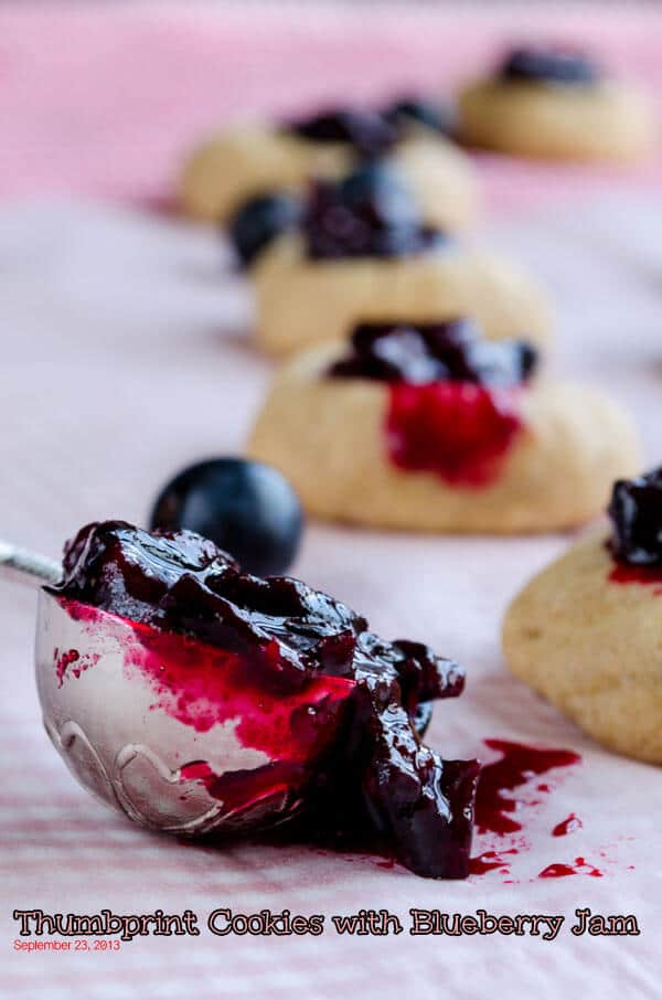 Thumbprint Cookies with Blueberry Jam | giverecipe.com | #blueberry #jam #cookies