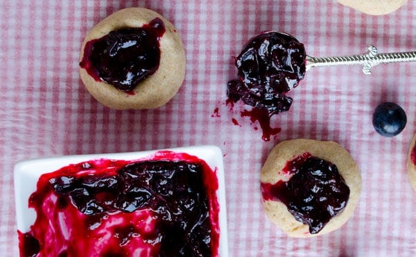 Thumbprint Cookies with Blueberry Jam | giverecipe.com | #blueberry #jam #cookies