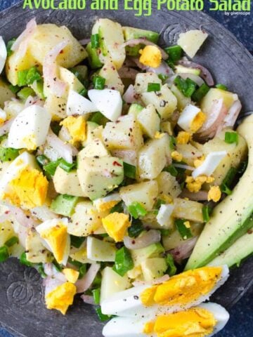 Avocado and Egg Potato Salad | giverecipe.com | #potato #avocado