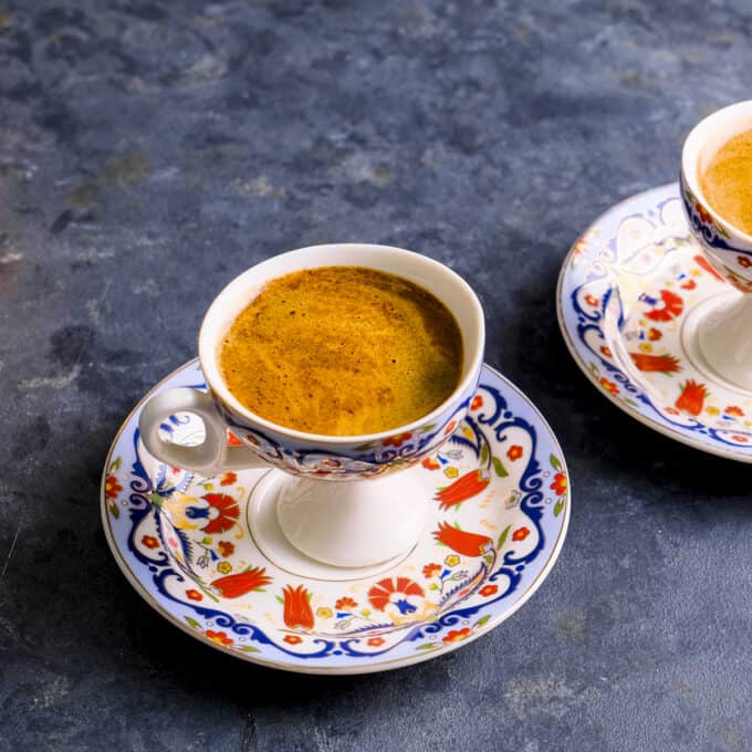 Turkish coffee in traditional cups.